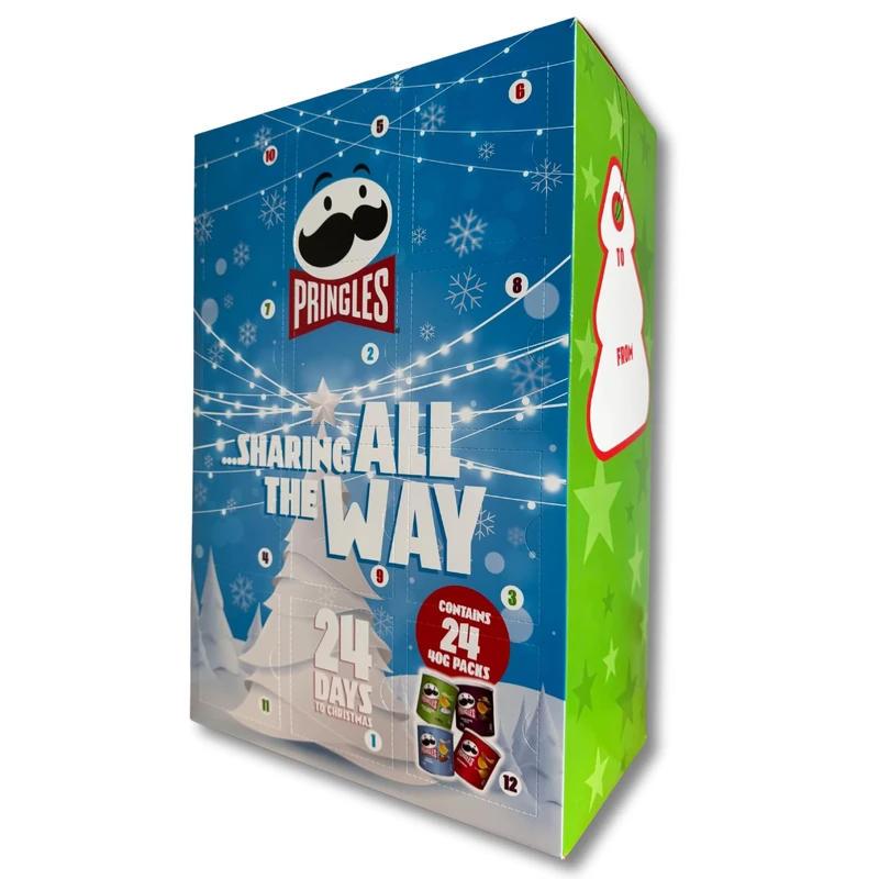 Luxury Pringles Advent Calendar - 24 Day Full Size Calendar - Contains 24 x 40g packs In A Variety Of Flavours - Savoury Christmas Countdown - Unique Crisps Advent Calendar