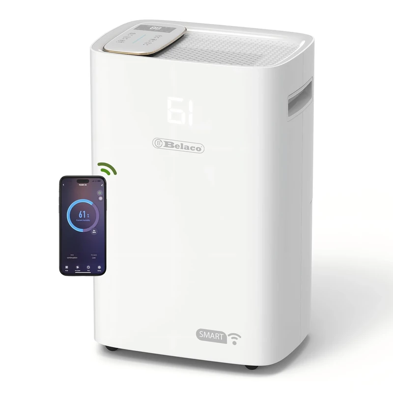 Belaco 20L WiFi Dehumidifier for Home & Basement – Smart App Control, Energy Efficient Compressor, Laundry Dry Mode, Continuous Drain, Digital Humidity Display