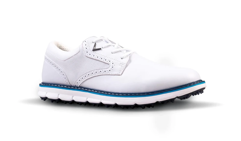 Callaway Golf Links Waterproof Classic Style Golf Shoe, White/Blue, UK 10.5