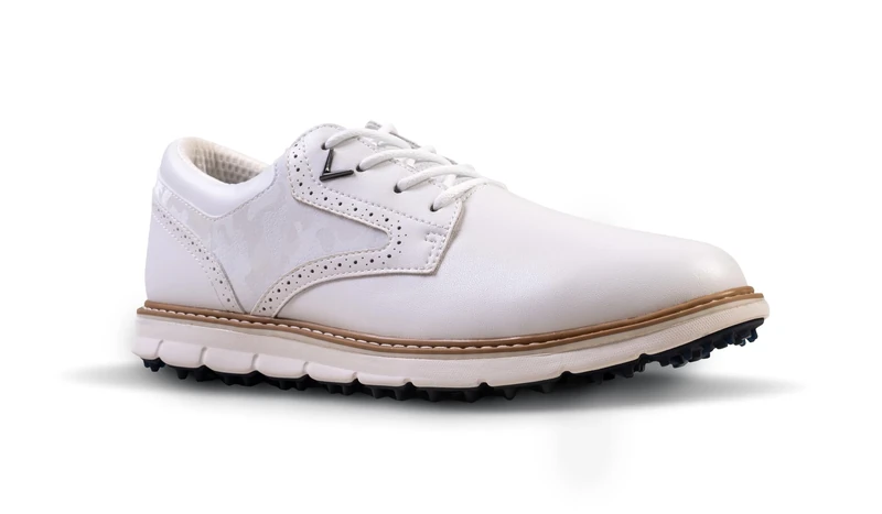 Callaway Golf Links Waterproof Golf Shoe, White/Brown, UK 13
