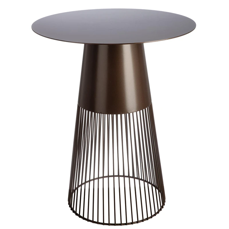 GILDE Glarus Side Table, Round, Metal, Dark Brown, Matt, Height 55 cm x Diameter 45 cm, Table for the Living Room