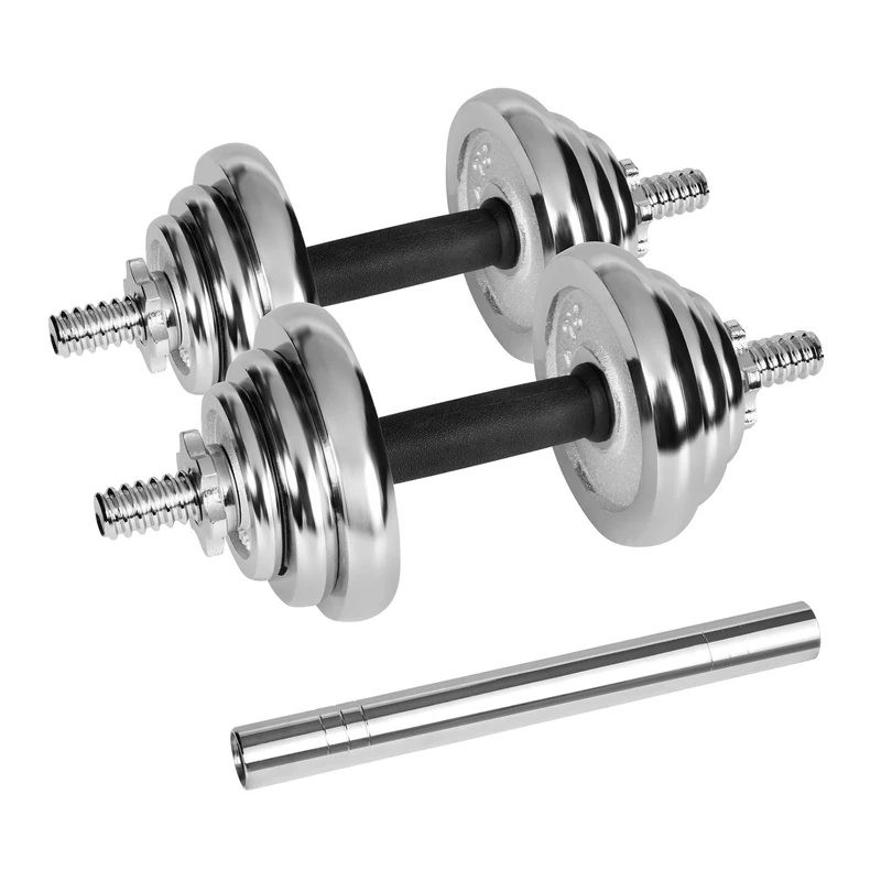 Rebel Electro Cast Iron Dumbbells Chrome in Case with Griffin Set 20kg Adjustable RBA-2326-20