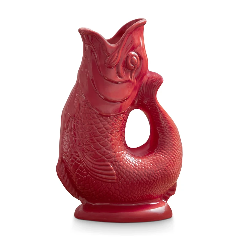 Wade Fish Jug, Handcrafted in Stoke-on-Trent England, Award-Winning Iconic UK Heritage Brand, English Earthenware, 1.2L, Red