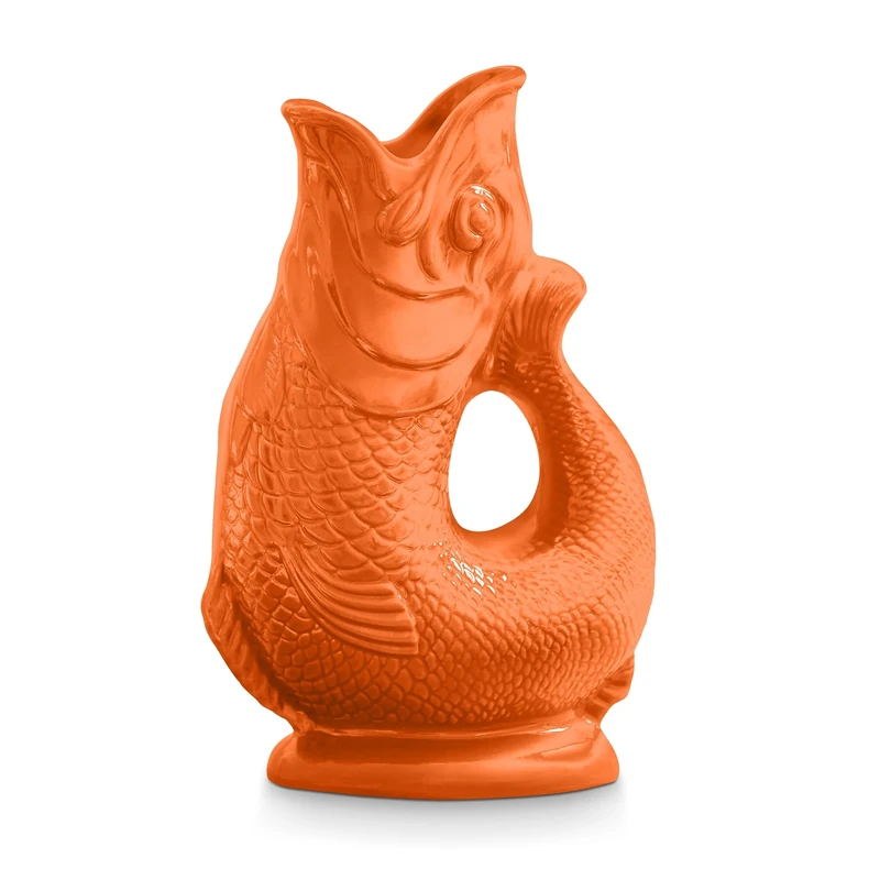 Wade Fish Jug, Handcrafted in Stoke-on-Trent England, Award-Winning Iconic UK Heritage Brand, English Earthenware, 1.2L, Orange