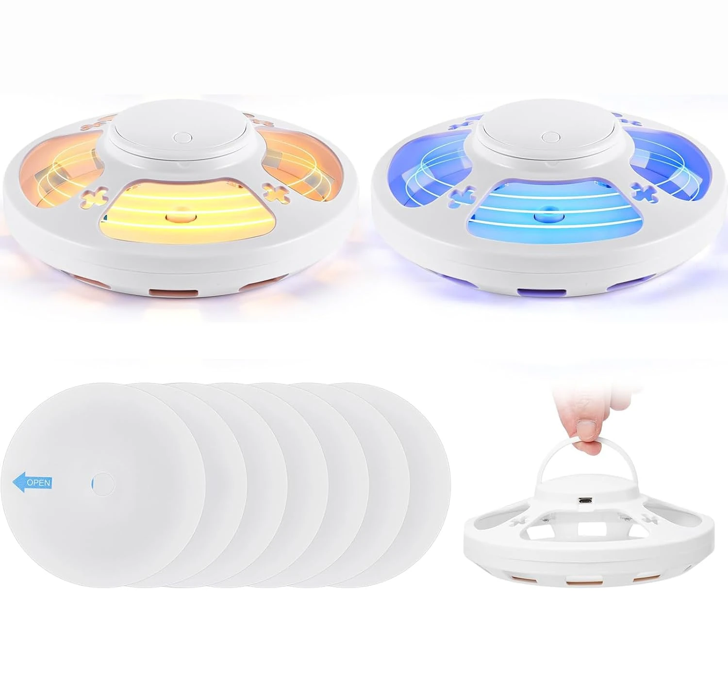 1pcs Flea Trap Includes 5 Replacement Glue Disks, Unscented Fleas Killer for Home,Flea Catcher,No Spray,Chemical Free