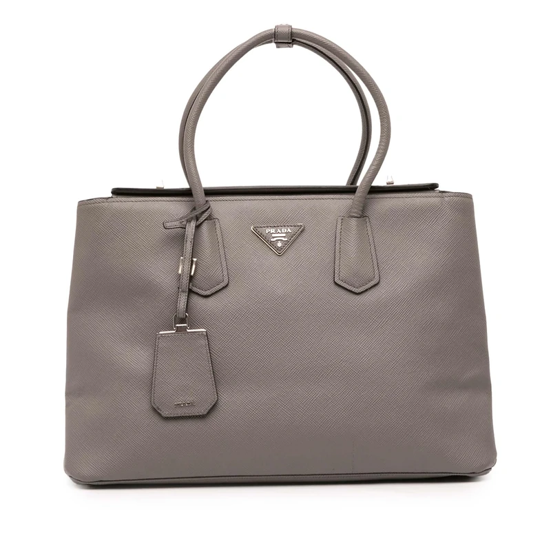 Prada Pre-Loved Saffiano Cuir Turnlock Twin Satchel