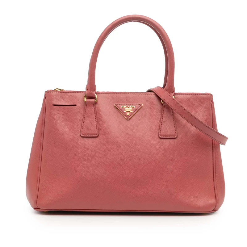 Prada Pre-Loved Small Saffiano Lux Galleria Double Zip Satchel Handbag