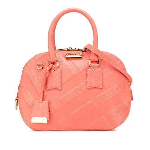 BURBERRY Pre-Loved Small Heritage Grain Check Embossed Orchard Bowling Bag Satchel - Image 1