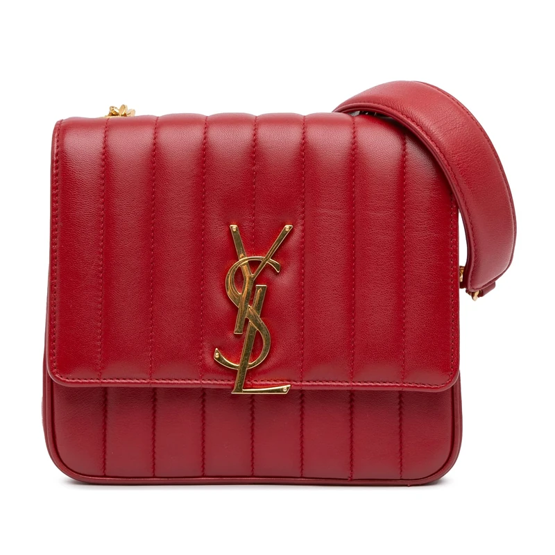 Yves Saint Laurent Pre-Loved Medium Lambskin Monogram Vicky Chain Bag Crossbody
