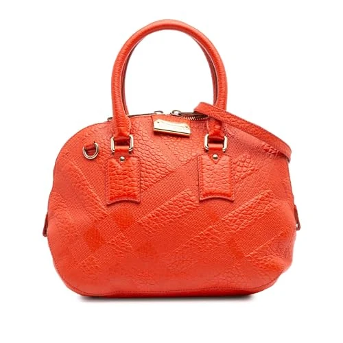 BURBERRY Pre-Loved Heritage Grain Check Embossed Orchard Bowling Bag