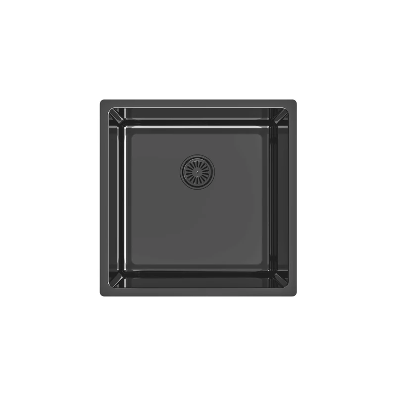 Edesa Fuji BE 40 x 40 cm Undermount Kitchen Sink 1 Bowl Stainless Steel Depth 18 cm Absorbent Bottom Accessories Included Black