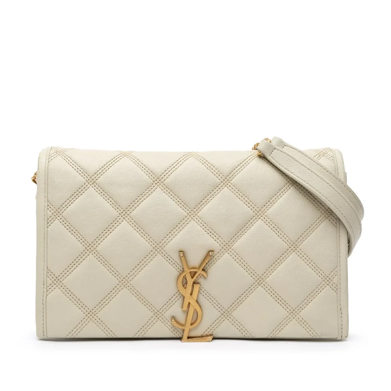 Yves Saint Laurent Pre-Loved Quilted Lambskin Diamond Becky Chain Wallet Handbag Shoulder Bag