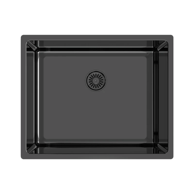 Edesa Sink Kitchen Undercounter 1 Square Bowl Fuji BE 50 x 40 cm Stainless Steel Depth 18 cm Absorbent Bottom Accessories Included Black