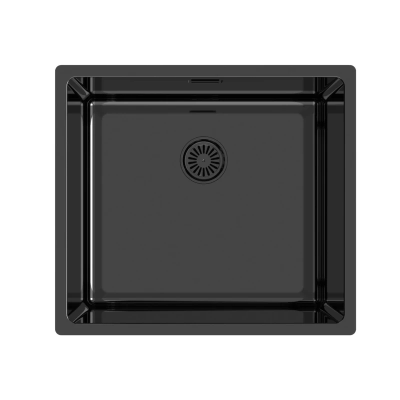 Edesa Sink Kitchen Undercounter 1 Square Bowl Fuji BE 45X40 cm Stainless Steel Depth 18 cm Absorbent Bottom Accessories Included Black