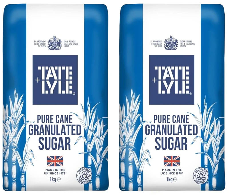Tate Lyle Pure Cane Granulated Sugar - White - 1kg Bags (PACK OF 2) - Made in UK Since 1878