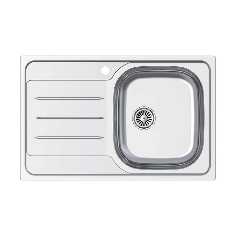 Edesa Kitchen Sink on Countertop 1 Square Basin 1 Drainer Weathervane SE 79 cm 79 x 50 cm Stainless Steel Depth 18 cm Absorbent Bottom Accessories Included Grey