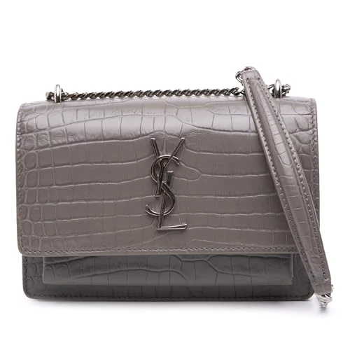 Pre-Loved Croc Embossed Leather Monogram Sunset Chain Wallet Handbag Crossbody Bag