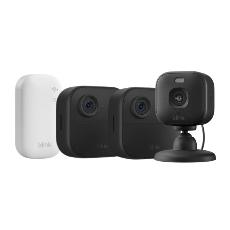 Blink Outdoor 4 camera (newest gen)+ Blink Mini 2K+ Black (newest gen) – Wireless HD smart security camera, two-year battery life, enhanced motion detection - 2 camera system with Sync Module Core incl. - IP65