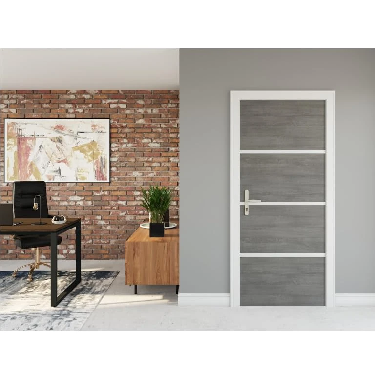 Nordlinger Pro Door Renovation Kit – 890532 – FSC Mixed Wood 70% – Agate Grey – Aluminium Profiles – Not Glued – Interior Renovation - Image 1