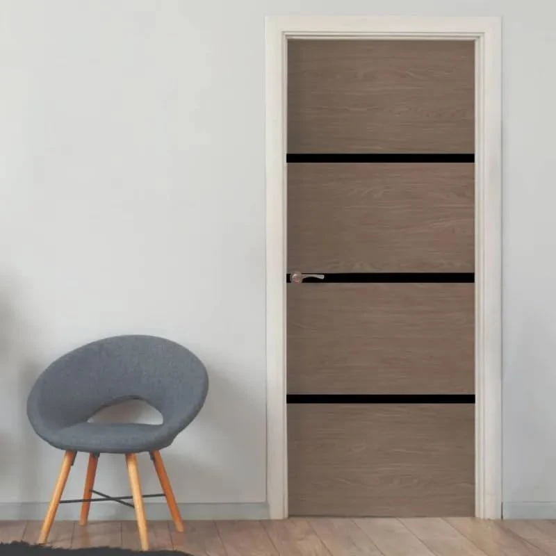 Nordlinger Pro Door Renovation Kit – 890551 – FSC Mixed Wood 70% – Smoked Oak – Not Glued – Black Profiles – Interior Renovation - Image 1