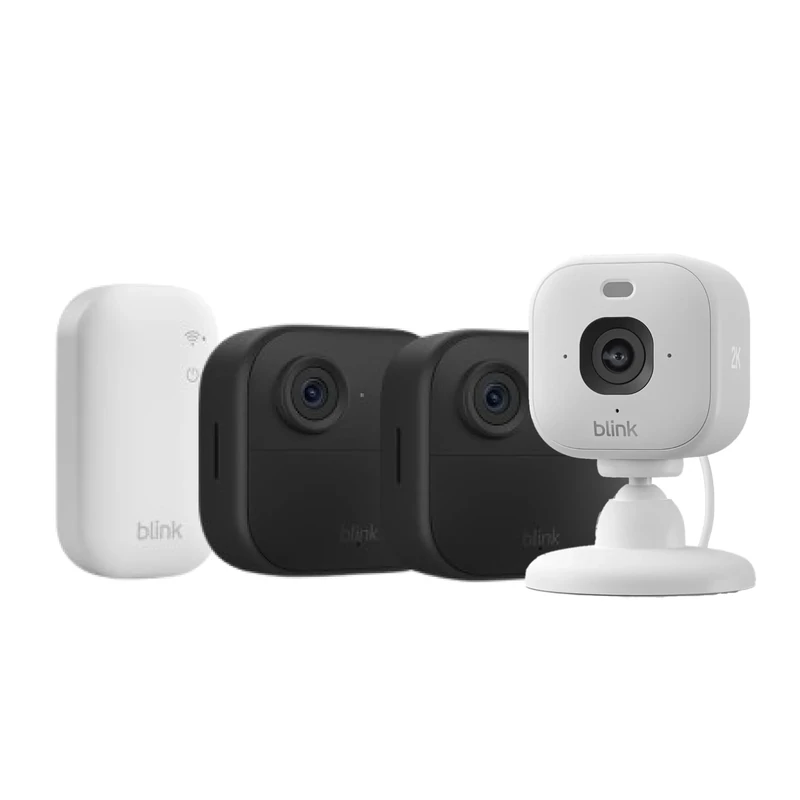 Blink Outdoor 4 camera (newest gen)+ Blink Mini 2K+ White (newest gen) – Wireless HD smart security camera, two-year battery life, enhanced motion detection - 2 camera system with Sync Module Core incl. - IP65