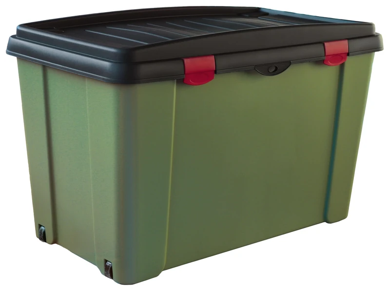 Kerbl Plastic Pet Storage Box with 4 Wheels Olive Green Graphite 79 x 47 x 51 cm with Lid