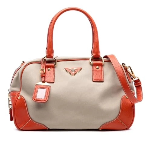 Prada Pre-Loved Cinghial Trimmed Canvas Canapa Satchel