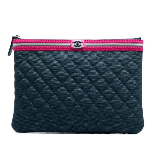 Chanel Pre-Loved Medium Quilted Nylon Fluo Boy O Case Clutch