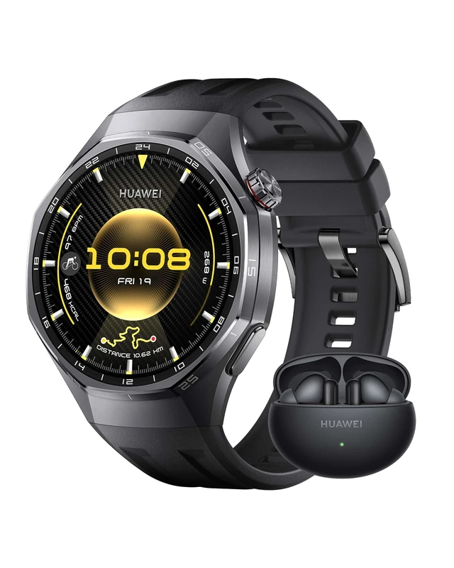 HUAWEI WATCH GT 6 Pro 46mm Black + FreeBuds 6i Black, 1.47''AMOLED Touchscreen, up to 21 days battery life, Pro-level Cycling, 100+ Sports Mode, iOS & Android, ECG Analysis