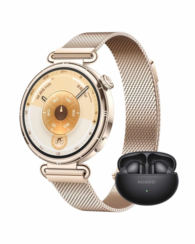 HUAWEI WATCH GT 6 41mm Gold + FreeBuds 6i Black, AMOLED Touchscreen, up to 14 days battery life, Cycling, 100+ Sports Mode, iOS & Android Compatible, Emotional Wellbeing