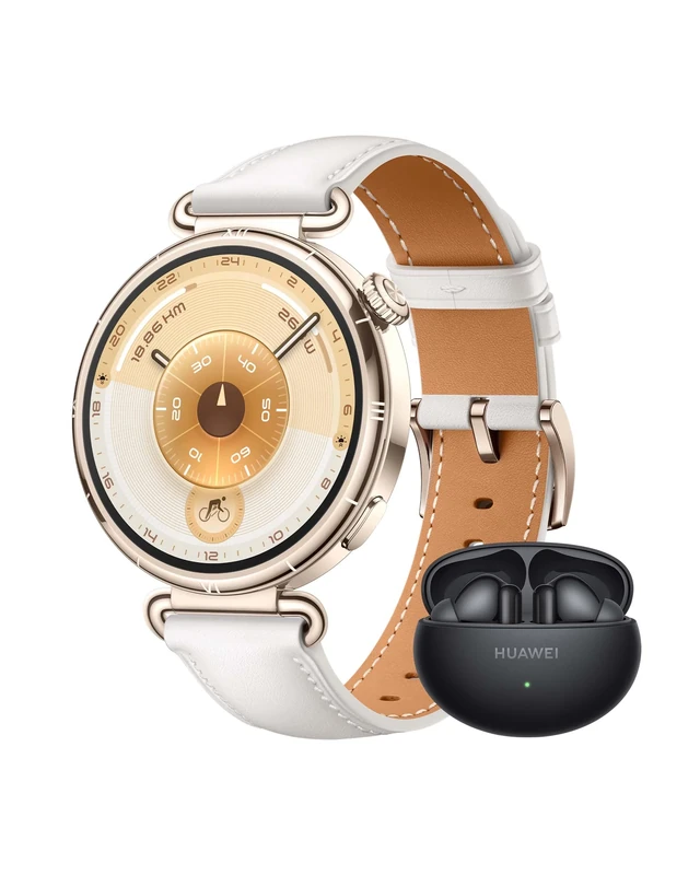 HUAWEI WATCH GT 6 41mm White + FreeBuds 6i Black, AMOLED Touchscreen, up to 14 days battery life, Cycling, 100+ Sports Mode, iOS & Android Compatible, Emotional Wellbeing