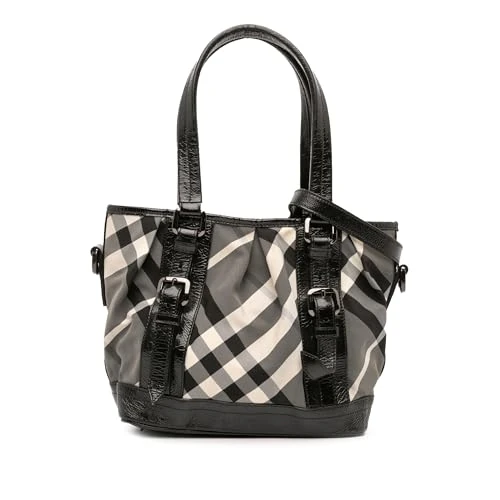 BURBERRY Pre-Loved Beat Check Nylon Lowry Satchel