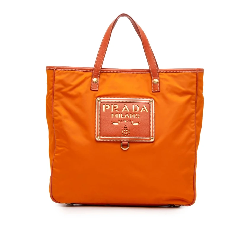 Prada Pre-Loved Saffiano Trimmed Tessuto Logo Oro Satchel Handbag