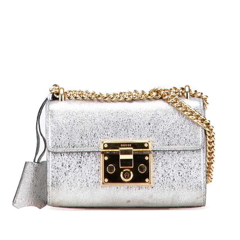 Gucci Pre-Loved Small Metallic Leather Padlock Crossbody Bag