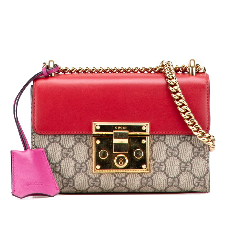 Gucci Pre-Loved Small GG Supreme Padlock Crossbody Bag