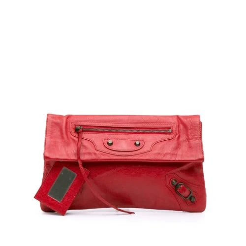 Balenciaga Pre-Loved Lambskin Motocross Classic Envelope Clutch