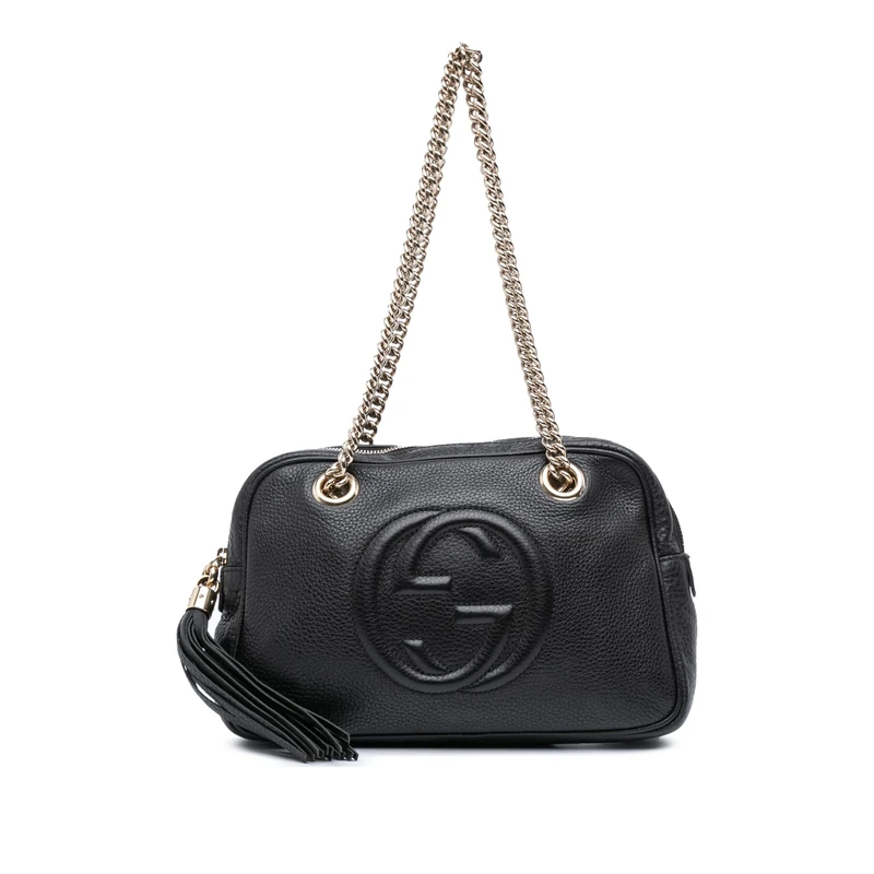 Gucci Pre-Loved Pebbled Leather Soho Chain Zip Shoulder Bag