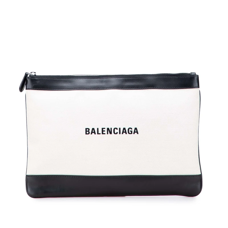 Balenciaga Pre-Loved M Canvas Navy Clip Clutch Bag