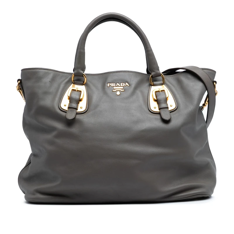 Prada Pre-Loved Soft Calfskin Open Convertible Shopping Tote