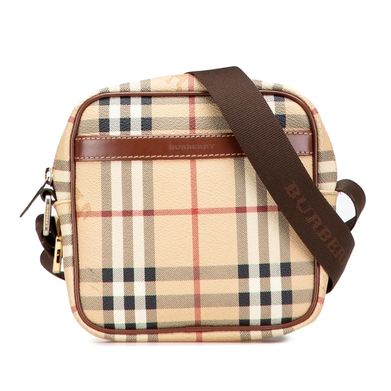 BURBERRY Pre-Loved Haymarket Check Canvas Crossbody Bag