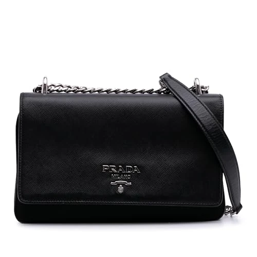 Prada Pre-Loved Saffiano Trimmed Tessuto Chain Crossbody
