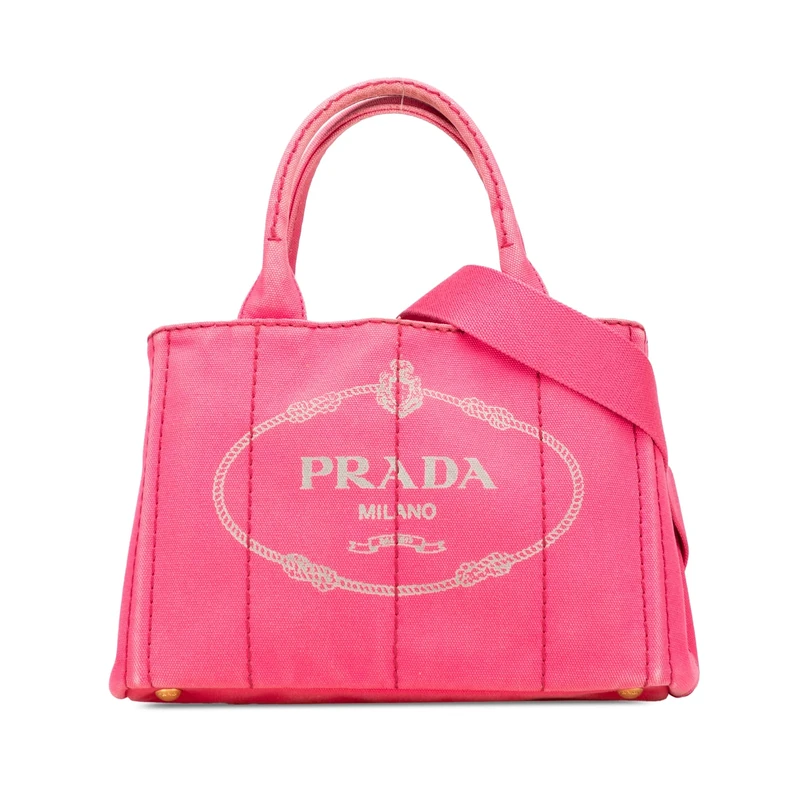 Prada Pre-Loved Small Canvas Canapa Logo Satchel Handbag