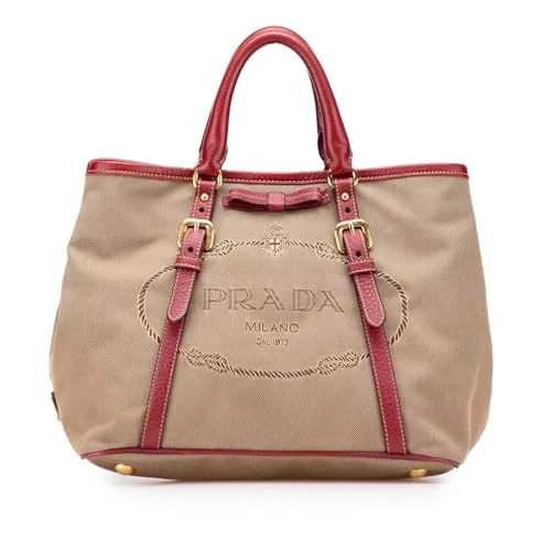 Prada Pre-Loved Canvas Canapa Logo Bow Satchel Handbag