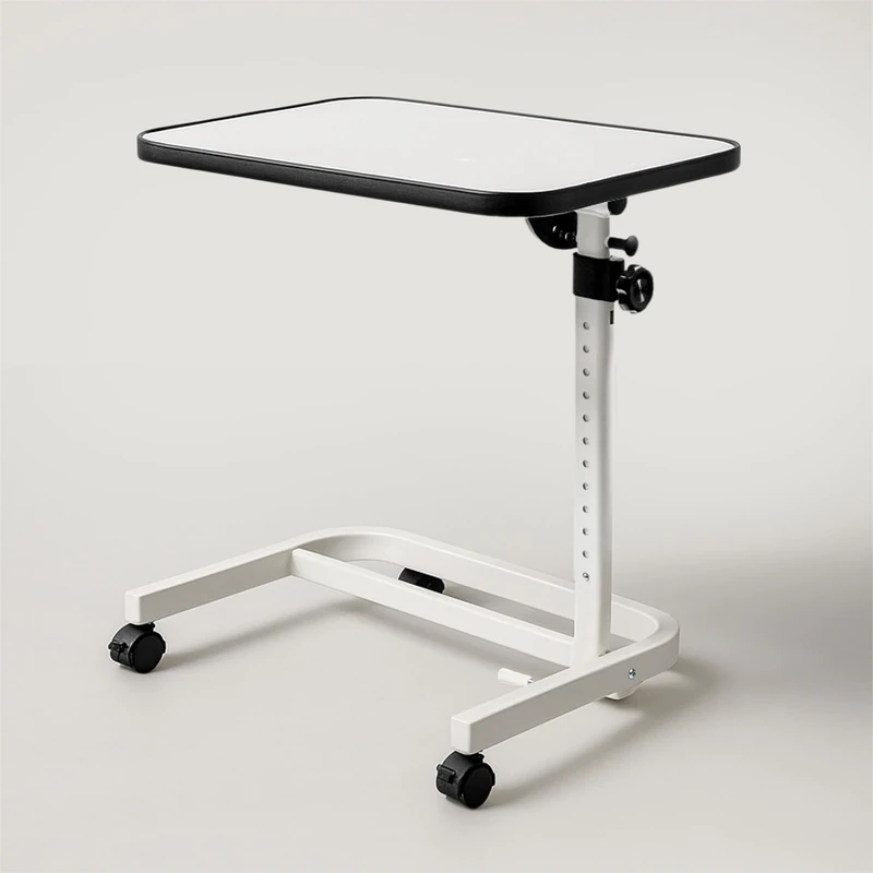 Aidapt White Over Chair or Bed Table on Wheels, 600×400mm Top, 12 Height Levels, 7 Angle Settings, 4 Braked Castors, Folds Flat for Storage, Ideal for Dining, Crafting, Laptop Use