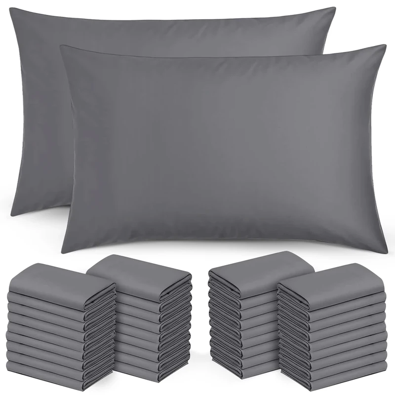 Moonlight Bedding Pillow Cases 50 Pack – Grey Pillowcases Envelope Closure Super Soft Brushed Microfiber Standard House Wife Pillow Covers, (50 X 75 CM)
