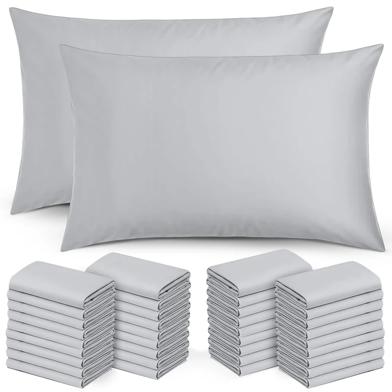 Moonlight Bedding Pillow Cases 50 Pack – Silver Pillowcases Envelope Closure Super Soft Brushed Microfiber Standard House Wife Pillow Covers, (50 X 75 CM)