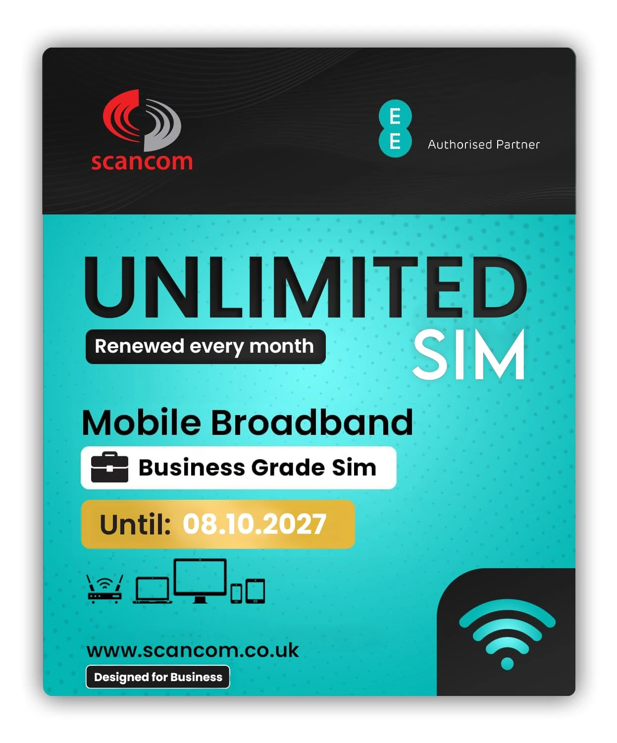 EE Unlimited Data SIM – Uncapped 5G Speeds – Preloaded monthly expiry October 2027 – No Contract – Plug & Play for Business Broadband, Routers & Phones