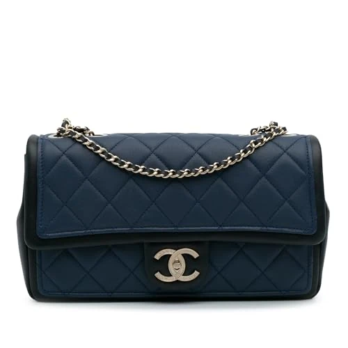 Chanel Pre-Loved Medium Bicolor Calfskin Graphic Flap