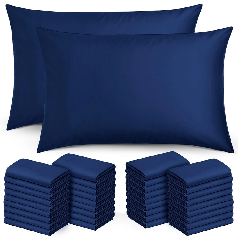 Moonlight Bedding Pillow Cases 50 Pack – Navy Pillowcases Envelope Closure Super Soft Brushed Microfiber Standard House Wife Pillow Covers, (50 X 75 CM)