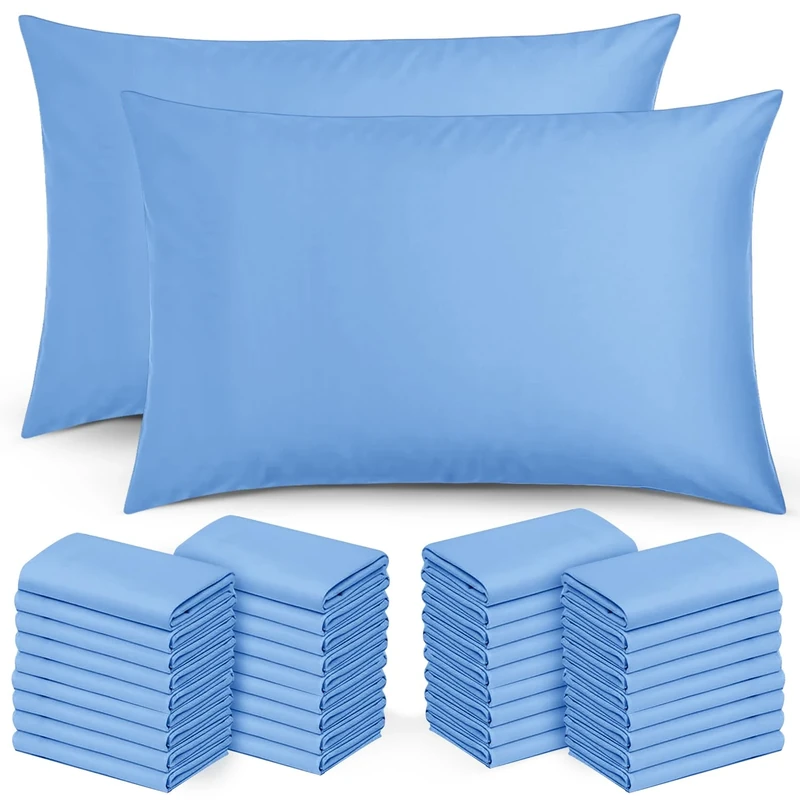 Moonlight Bedding Pillow Cases 50 Pack – Sky Blue Pillowcases Envelope Closure Super Soft Brushed Microfiber Standard House Wife Pillow Covers, (50 X 75 CM)
